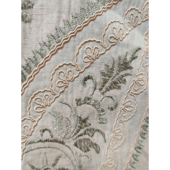 Womens L Jacket Boho Embroidered Fringe Cream Green Open Front Folk Artisan Indi - Picture 6 of 12